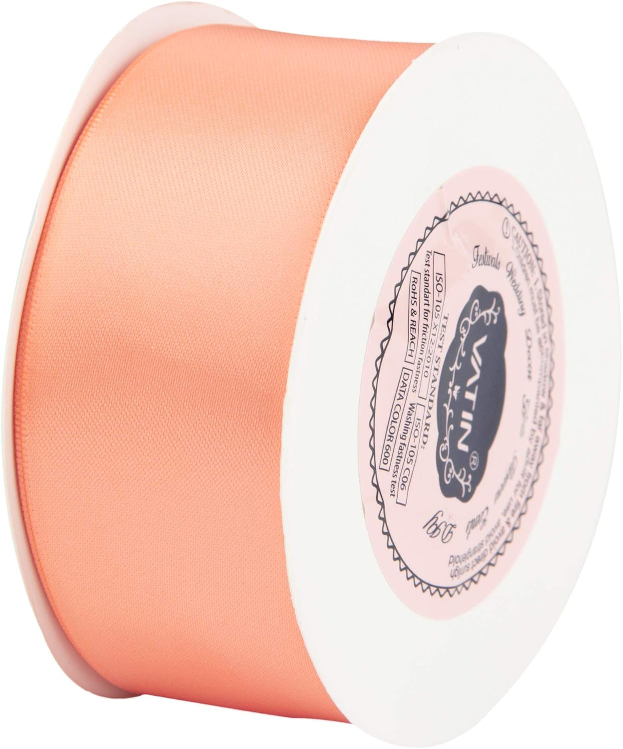 1-1/2 Inches Wide Double Faced Polyester Peach Satin Ribbon Continuous Ribbon- 25 Yard, Perfect for Wedding, Gift Wrapping, Bow Making & Other Projects