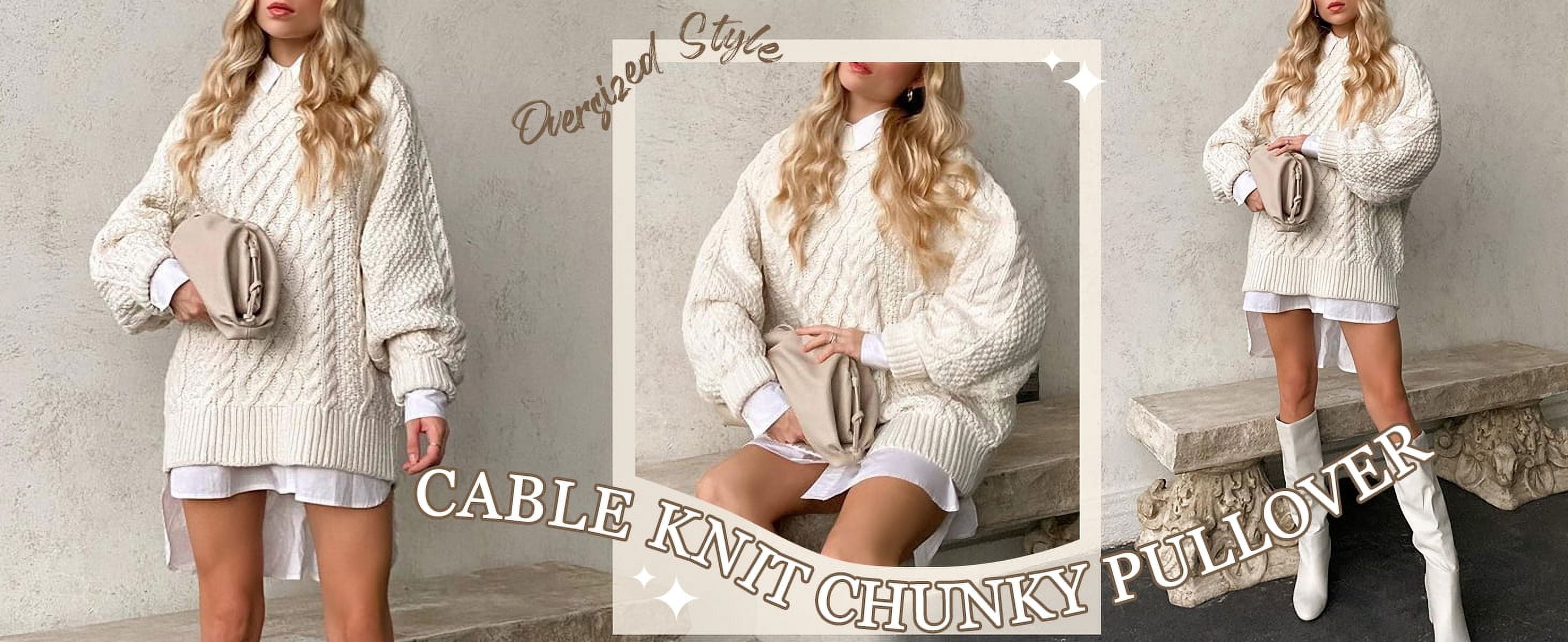 Oversized Sweaters for Women Cable Knit Chunky Pullover Sweater